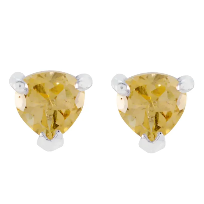 Citrine Mexican Pauline Solitaire Stud Yellow 925 Silver Earring