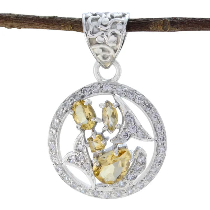 Citrine Minimal Middle Eastern Sterling Silver multiple Pauline Armor Yellow Pendant Jewellery