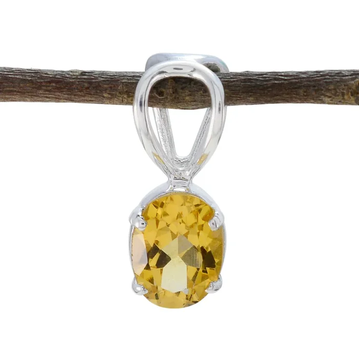 Citrine Minimalist Japanese Sterling Silver Solitaire Emi Trendy Yellow Pendant Jewellery