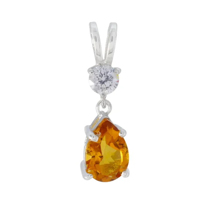 Citrine Minimalist Korean Silver Toi et Moi Hana Modern Yellow Pendant Jewelry