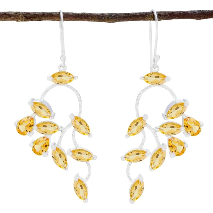 Citrine Spanish Elena multiple Dangle Yellow Silver Earring