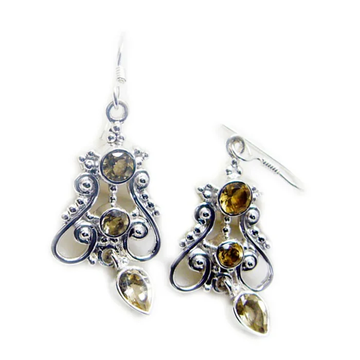 Citrine Spanish Savannah multiple Dangle Yellow Sterling Silver Earring