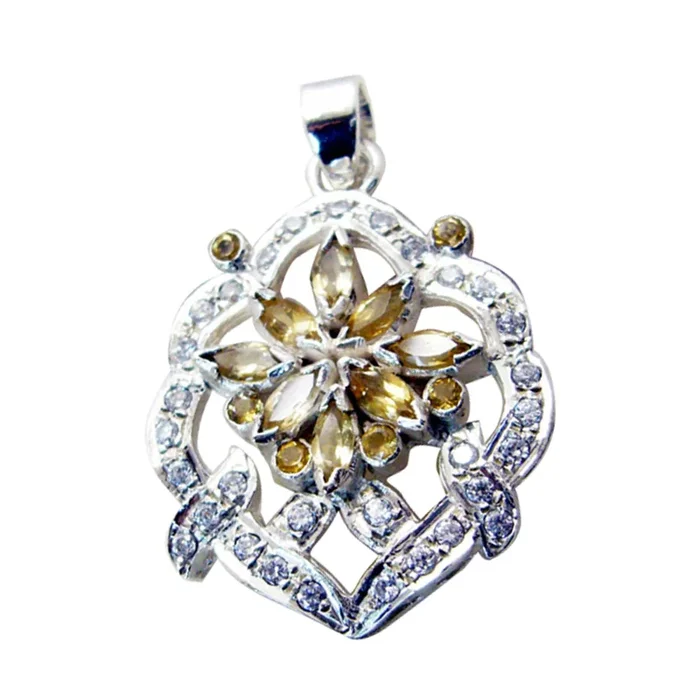 Citrine Statement Indian 92.5 Silver multiple Kristine Signet Yellow Pendant Jewellery