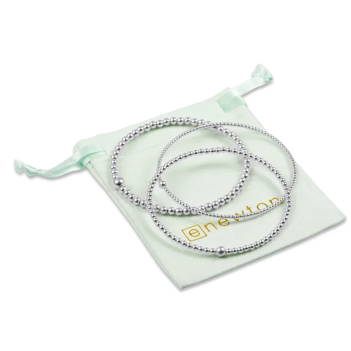 classic beaded bangle stack – sterling