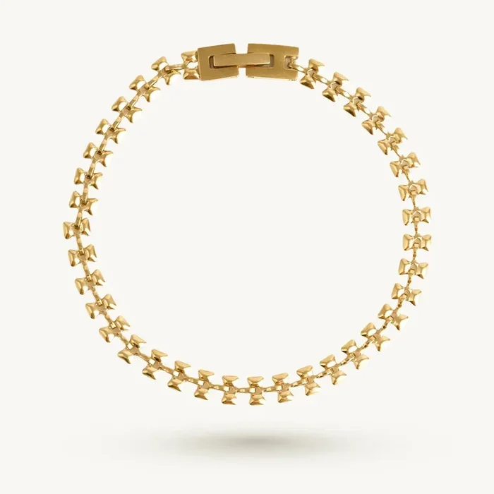 Classic Beaded Golden Tennis Bracelet