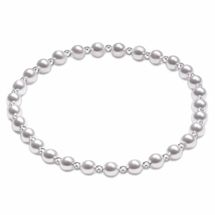Classic Grateful Pattern Sterling 4mm Bead Bracelet – Pearl