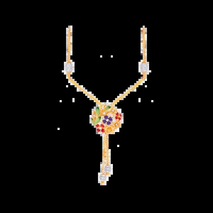 Classic Minakari Necklace With CZ in 22K Gold
