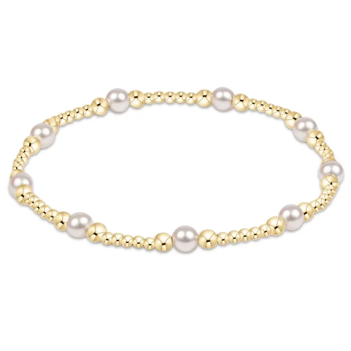 classic purpose pattern 4mm bead bracelet – pearl