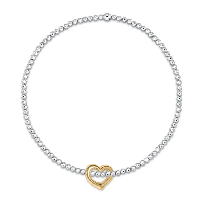 Classic Sterling Mixed Metal 2.5mm Bead Bracelet – Love Gold Charm