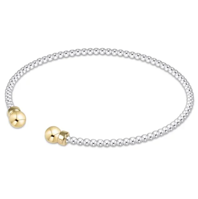 classic sterling mixed metal 2mm bead cuff – gold