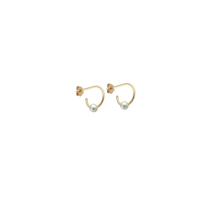 Claverin Open Hoops in yellow gold and natural white pearl – Lepage