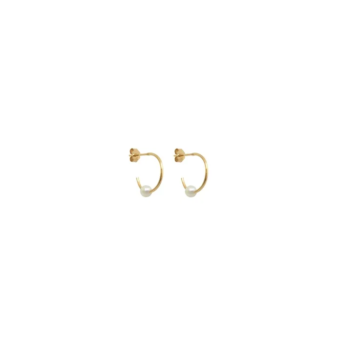 Claverin Open Hoops yellow gold natural white pearl – Lepage