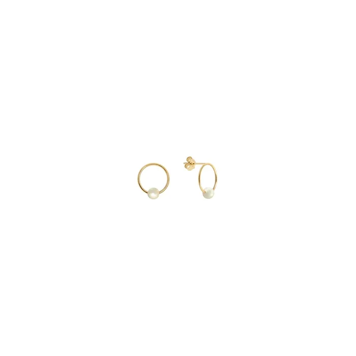 Claverin Ring earrings yellow gold natural white pearl 10 mm – Lepage