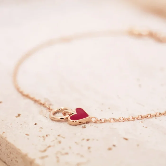 Clea bracelet red enamel heart gold-plated