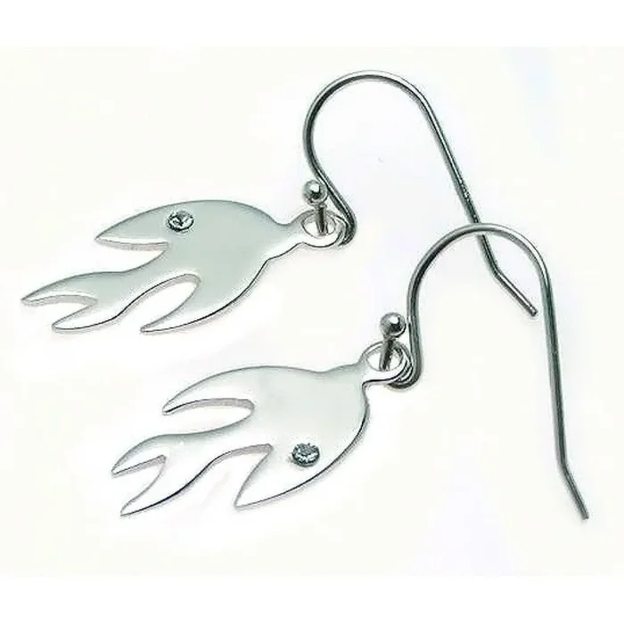 Clearance-Silver 925 Rhodium Plated Dove Crystal Hook Earrings – STE00526