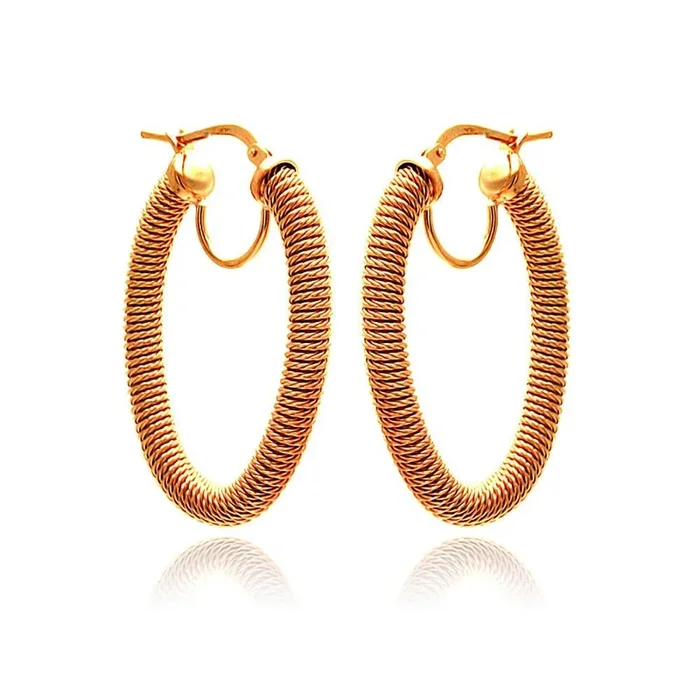 Clearance-Silver 925 Rose Gold Plated Hoop Earrings – ITE00044RGP
