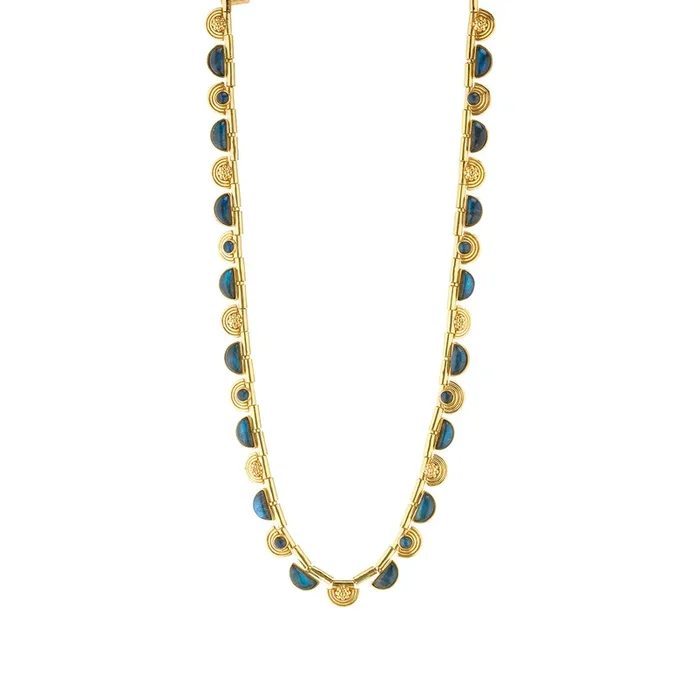 Cleopatra Riviere Necklace, 17″+2″ – Blue Labradorite