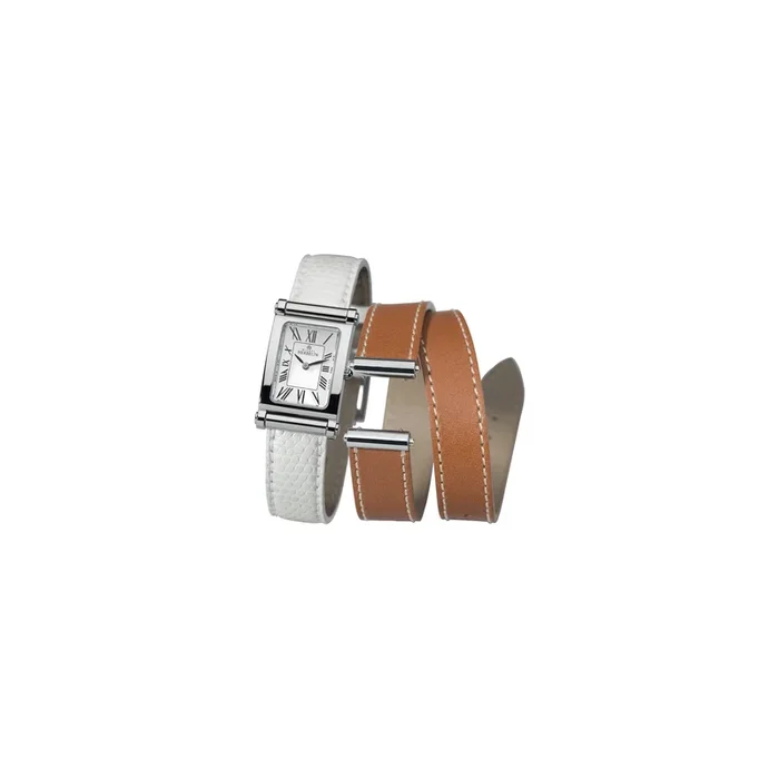 Coffret Antarès quartz acier cuir blanc ou gold COF1704801L – Lepage