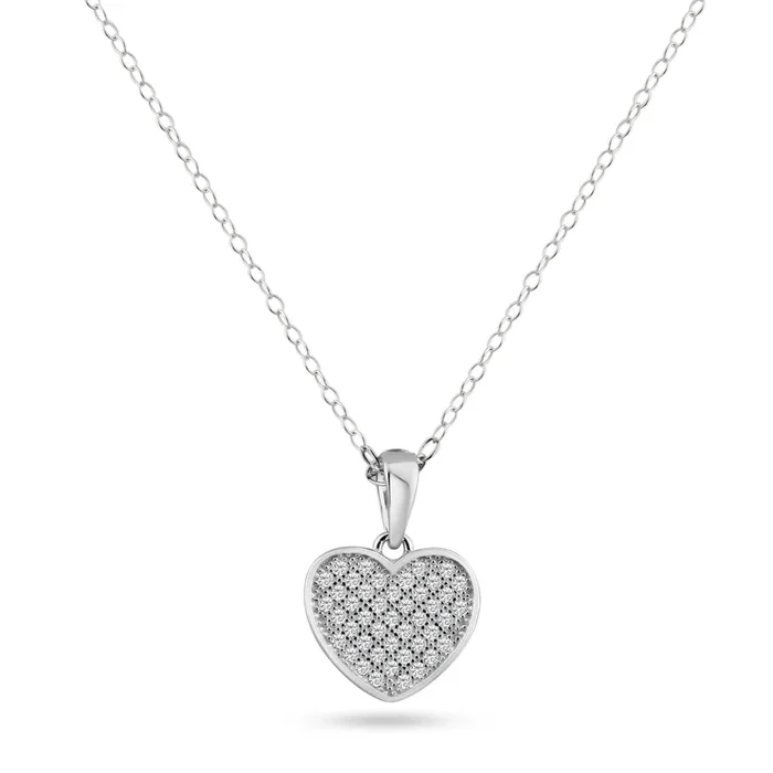 Colgante colgante de circonita cúbica con forma de corazón chapado en rodio de plata 925 – ACP00029