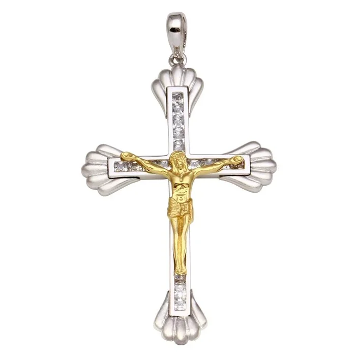 Colgante de crucifijo en plata de ley 925 bicolor **Solo colgante** – GMP00020RG