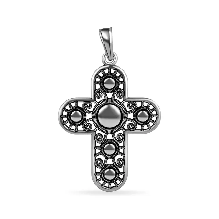Colgante de cruz con contorno de plata de ley 925 oxidada – OXP00010