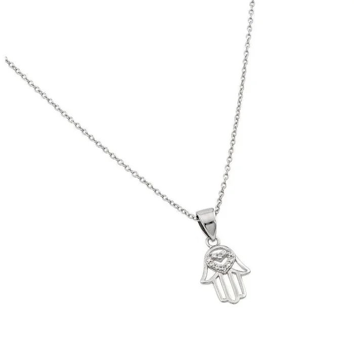 Colgante de mano de corazón chapado en rodio de plata 925 – STP01463