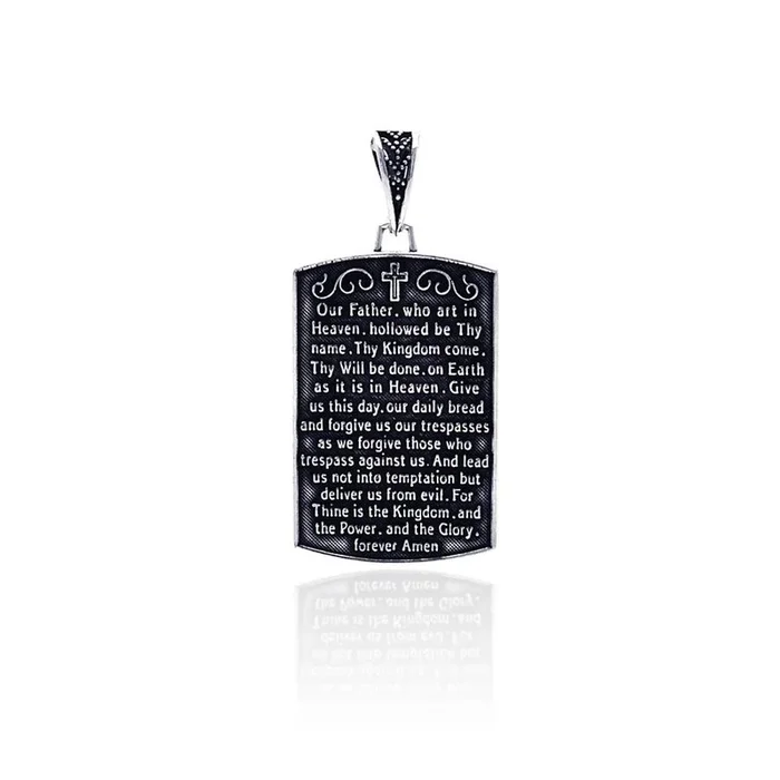 Colgante de plata de ley 925 oxidada con la oración del Señor – OXP00020