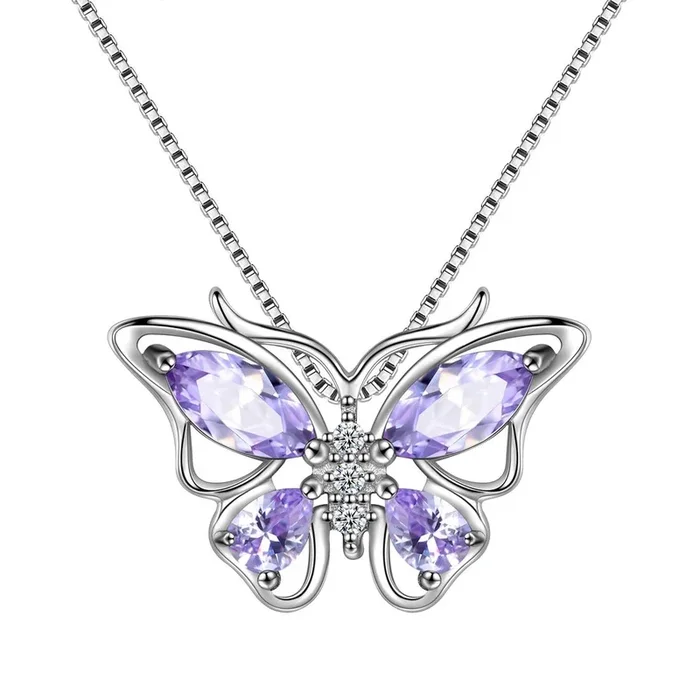 Collana con ciondolo a farfalla Pietra portafortuna giugno Alessandrite Donna Ragazza Gioielli Regalo di compleanno