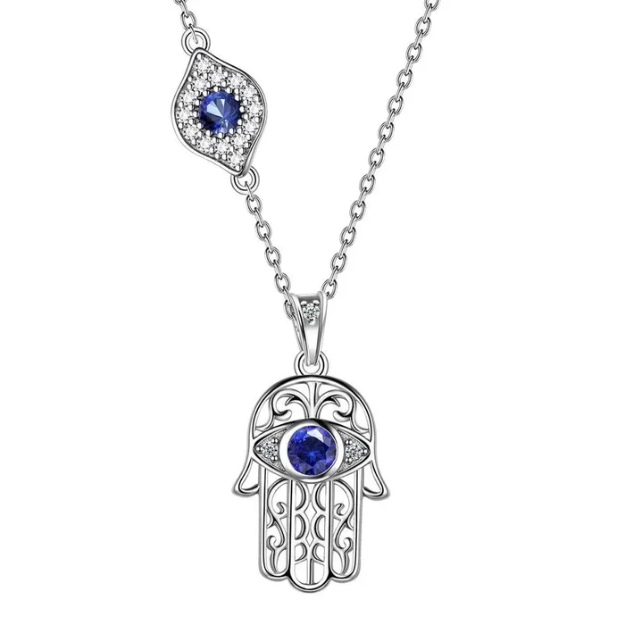 Collana con pendente Hamsa Hand of Fatima Evil Eye, regalo per gioielli da donna
