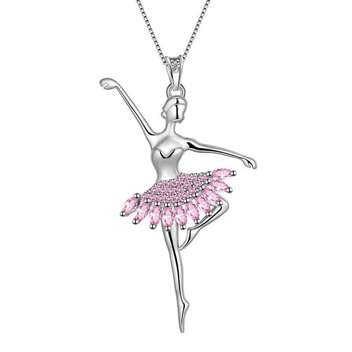 Collana da donna ballerina Ciondolo ballerina Gioielli Regalo di compleanno per ragazze Argento sterling 925