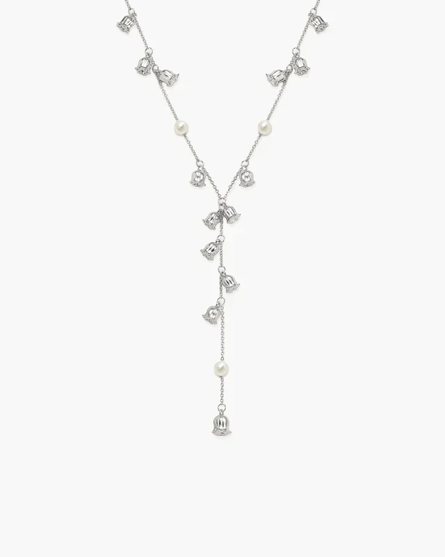 Collana Lariat con Perla Mughetto in Argento