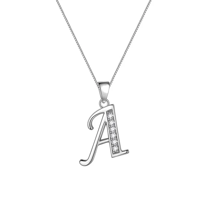 Collane con lettere Ciondolo iniziale Uomo Donna Nome Gioielli Argento sterling 925