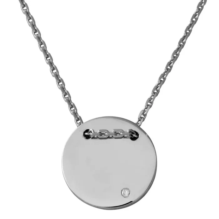 Collar circular grabable de plata de ley 925 rodiada con circonita – DIN00080RH