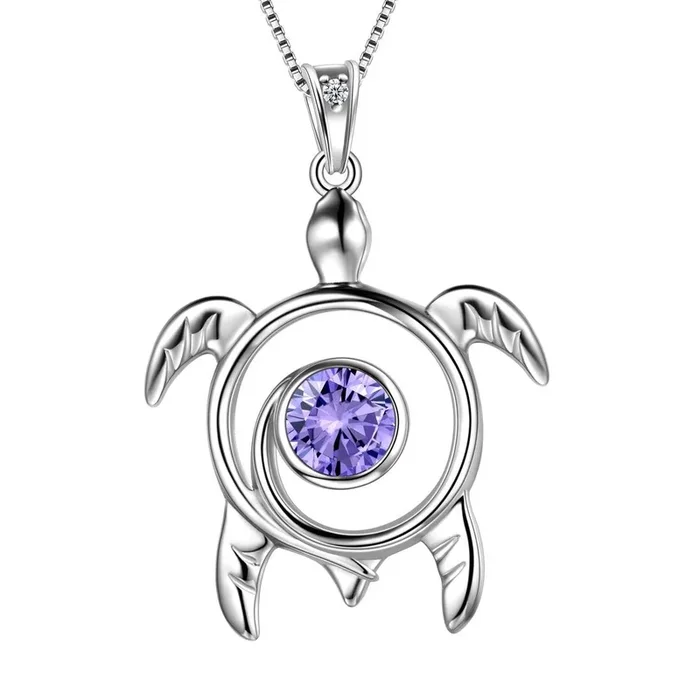 Collar con colgante de Alejandrita con piedra natal de tortuga, joyería para mujeres y niñas, regalo de cumpleaños