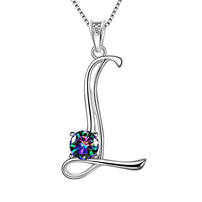 Collar con colgante de letra L inicial para mujer, joyería con nombre para niña, regalo de plata de ley 925