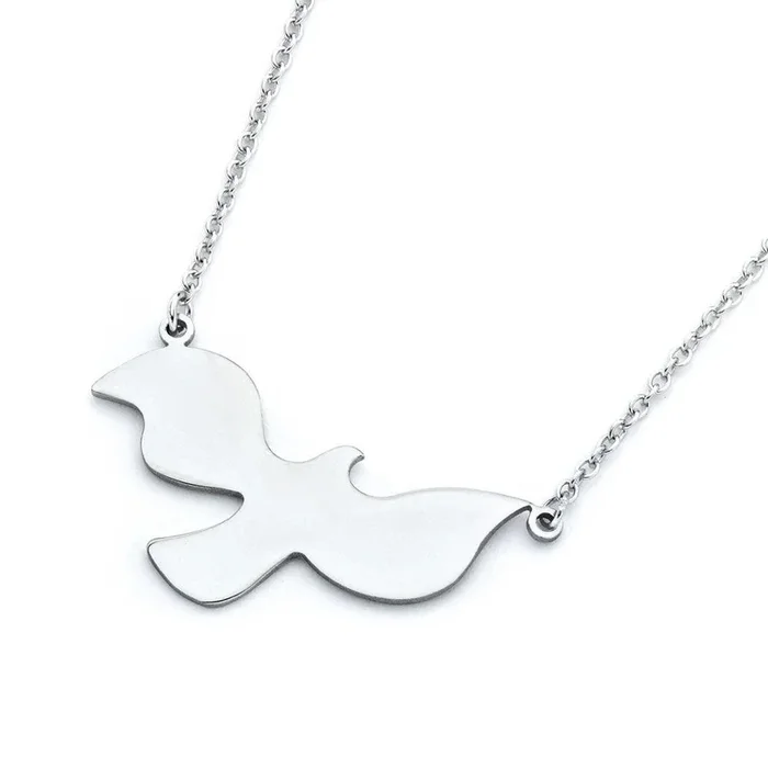 Collar con colgante de paloma bañado en rodio en plata 925 – STP01368