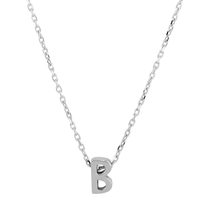 Collar con inicial B pequeña en plata de ley 925 rodiada – JCP00001-B