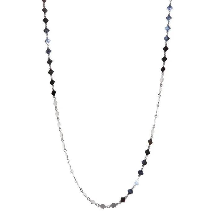 Collar cuadrado de diamantes planos en plata de ley 925 rodiada – ECN00025RH
