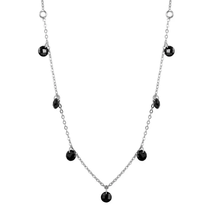 Collar de cadena colgante de circonita negra en plata de ley 925 rodiada – ECN00050RH