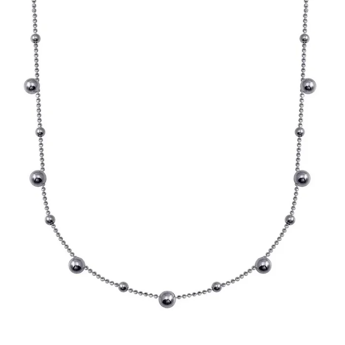 Collar de cadena con múltiples cuentas en plata de ley 925 rodiada – ITN00140-RH
