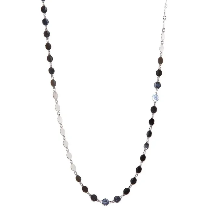 Collar de círculo plano de plata de ley 925 rodiada – ECN00024RH