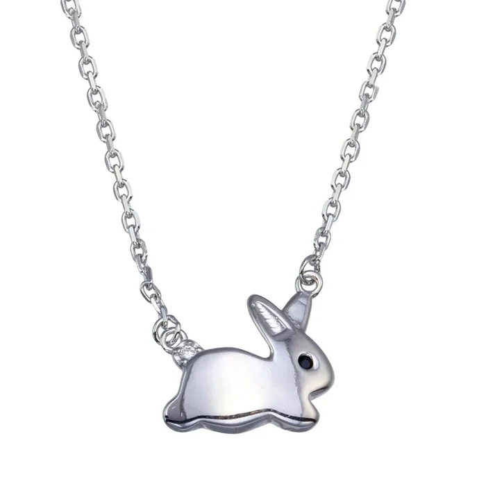 Collar de conejo de plata de ley 925 rodiada – GMN00082