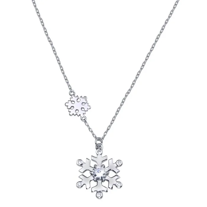 Collar de copos de nieve con circonitas cúbicas en plata de ley 925 rodiada – STP01825