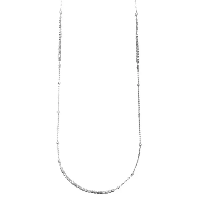 Collar de cuentas cúbicas de 96 cm en plata de ley 925 rodiada – ECN00057RH