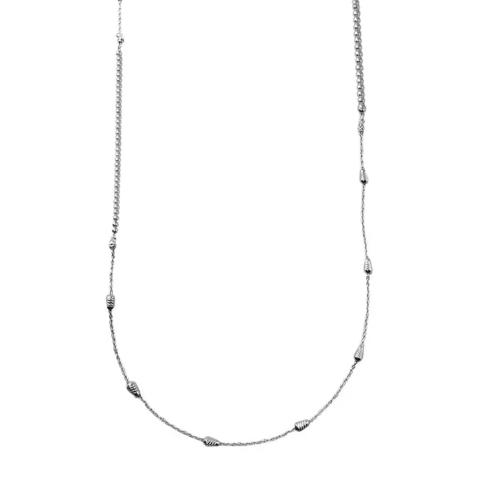 Collar de cuentas de 86 cm en plata de ley 925 rodiada – ECN00058RH
