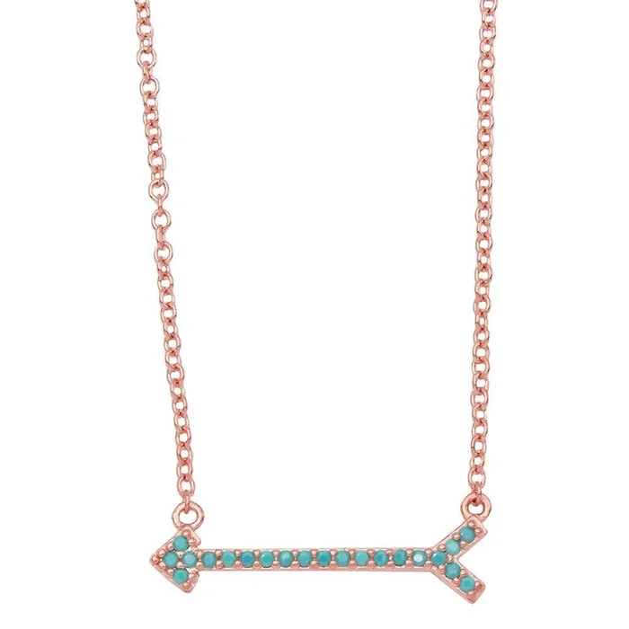 Collar de flecha de plata de ley 925 bañado en oro rosa con turquesas – BGP01157RGP