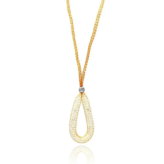 Collar de malla de plata de ley 925 bañado en oro rosa y lágrima de malla con circonitas cúbicas rellenas – ITN00077RGP