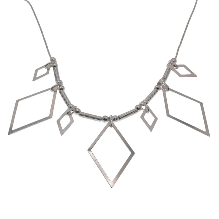 Collar de plata de ley 925 con múltiples diamantes y tubo de alto brillo – SPN00023