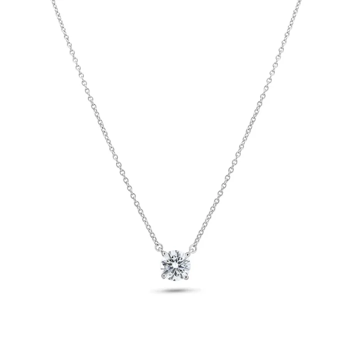 Collar de plata de ley 925 rodiada con halo de moissanita – MGMN00011