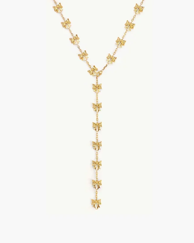 Collar largo lariat con lazo en oro